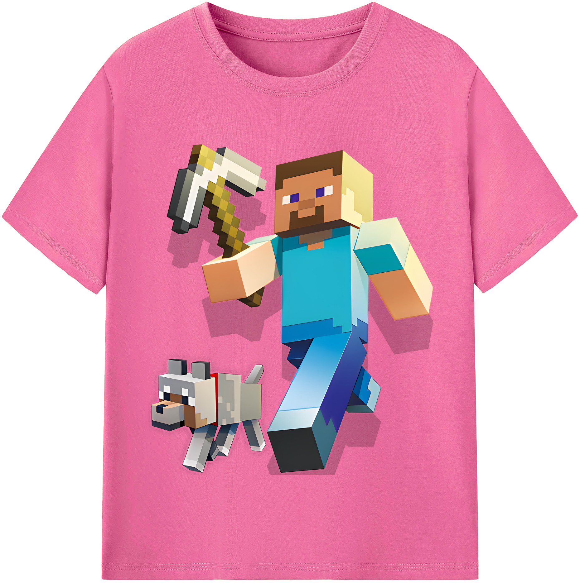 （画像用） マインクラフト ブロックの世界 Minecraft MC Block world レディースカジュアルプリントTシャツ（綿100％）